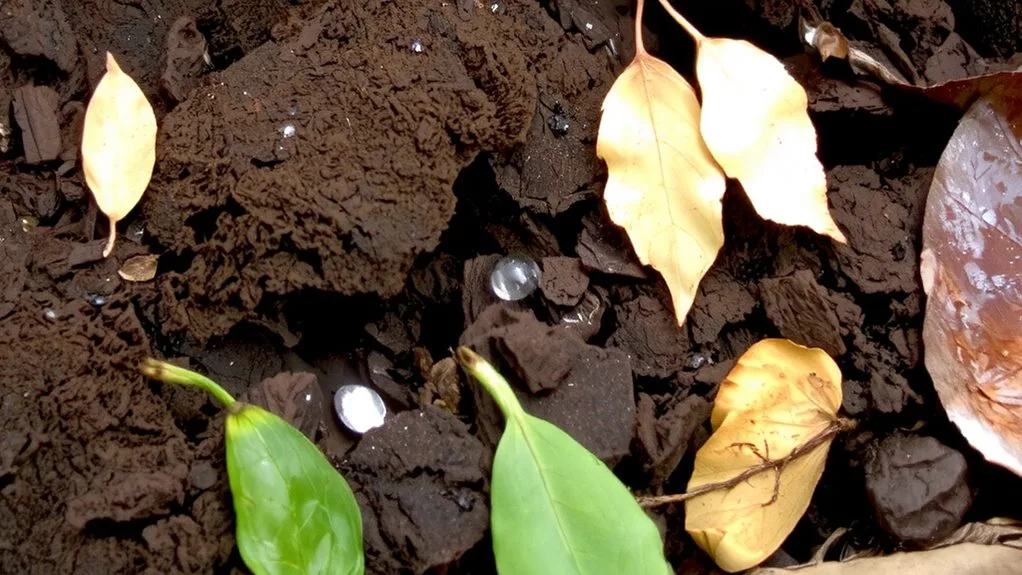 mold on leaf litter in terrarium